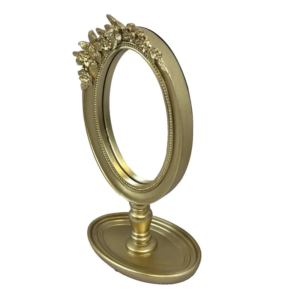 Vintage Style Gold Butterfly Floral Oval Vanity Mirror‎ Tabletop Decor